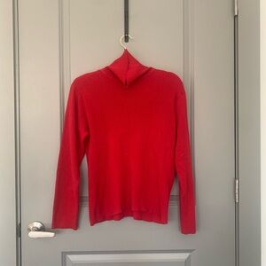 Villager Sport Liz Claiborne 100% Cotton Bright Red Turtleneck Sweater